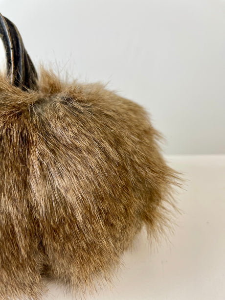 7" Brown Faux Fur Fabric Pumpkin