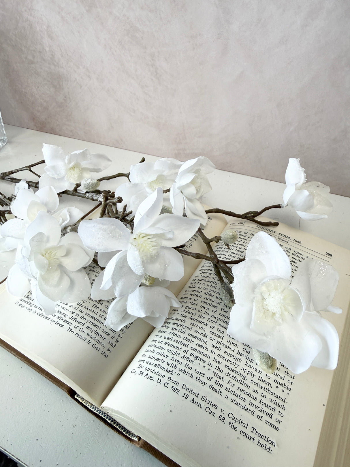 Cream Frosted Mini Magnolia Spray