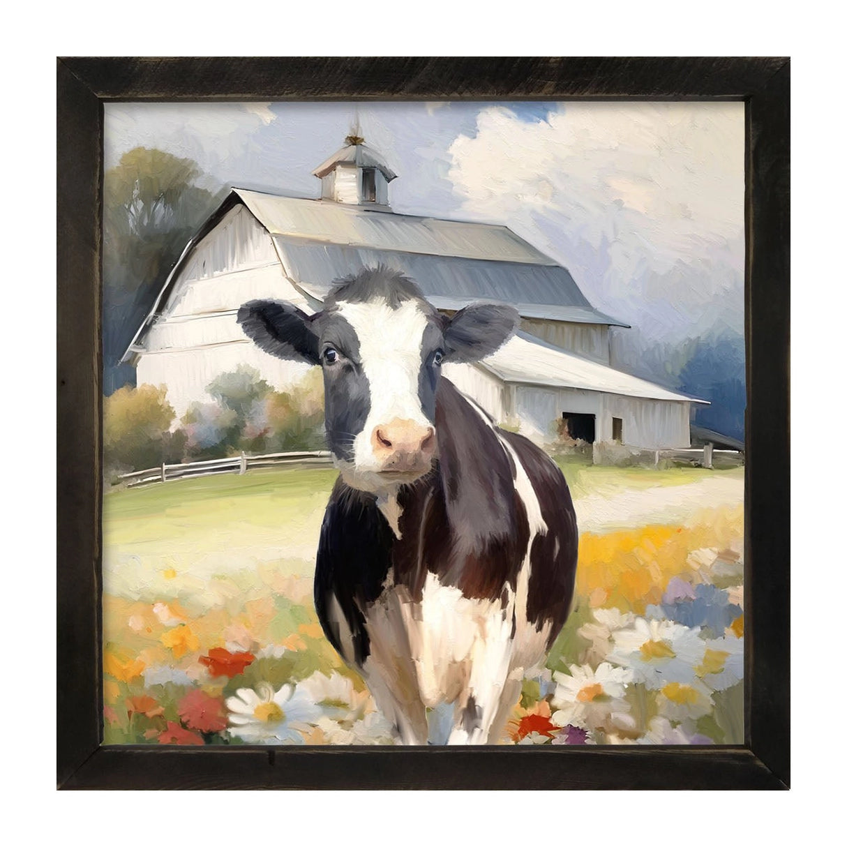 Cow In Flowers Art -Pickup Only