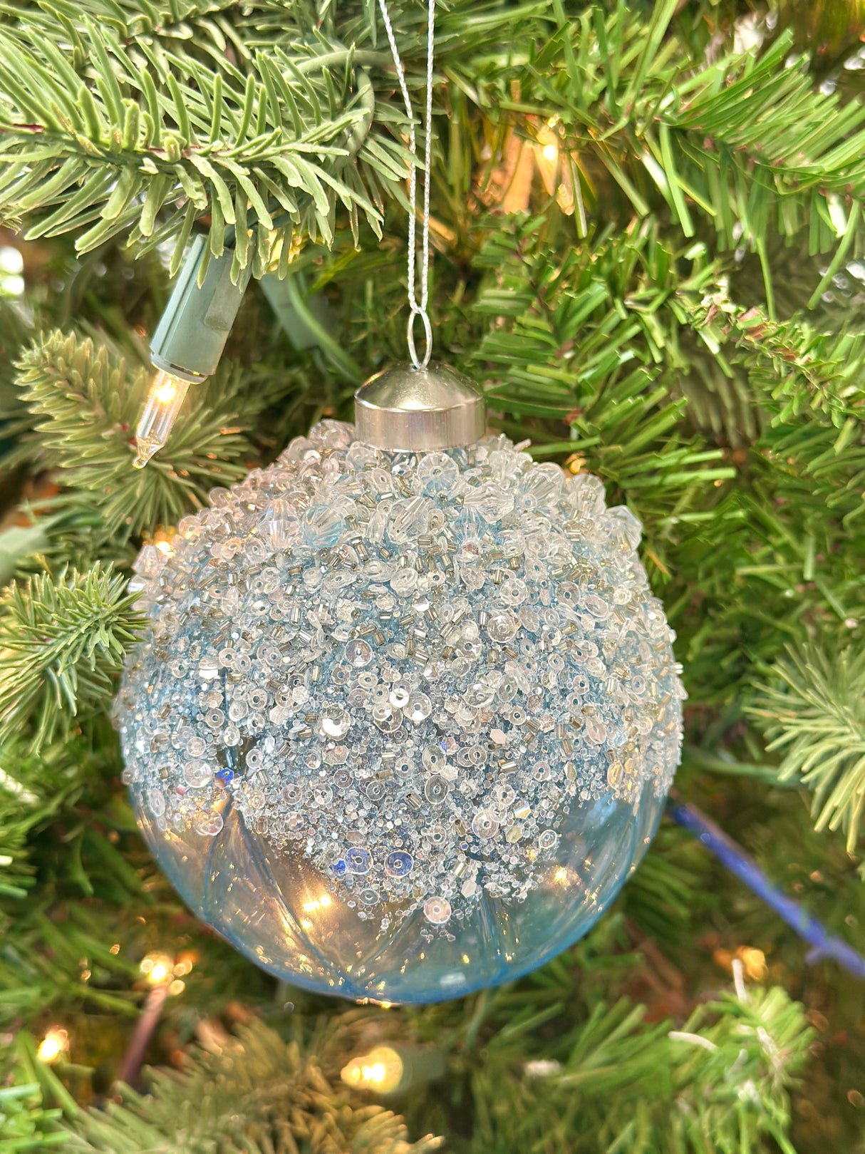 Blue Ice Glass Ornament