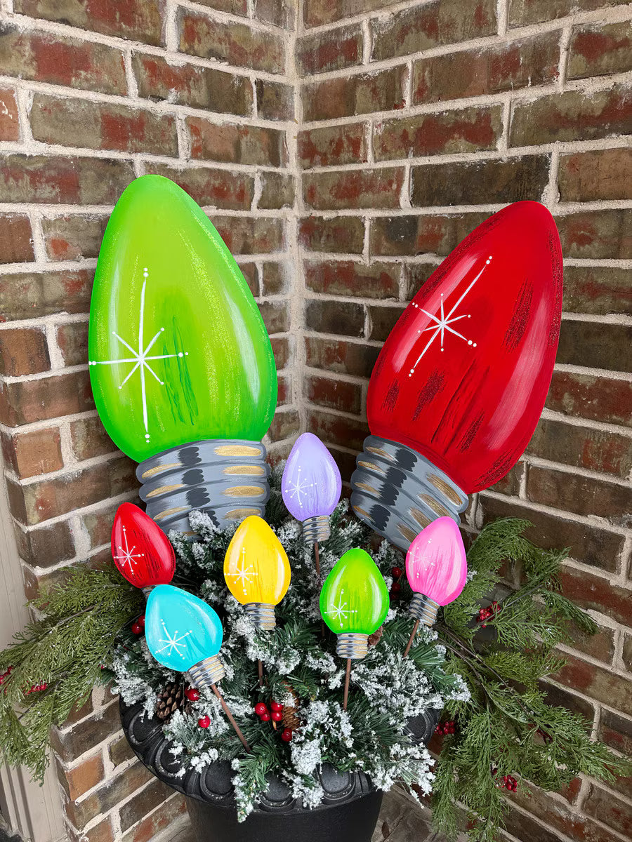 Merry & Bright Bulb Stake Minis - 6 Colors
