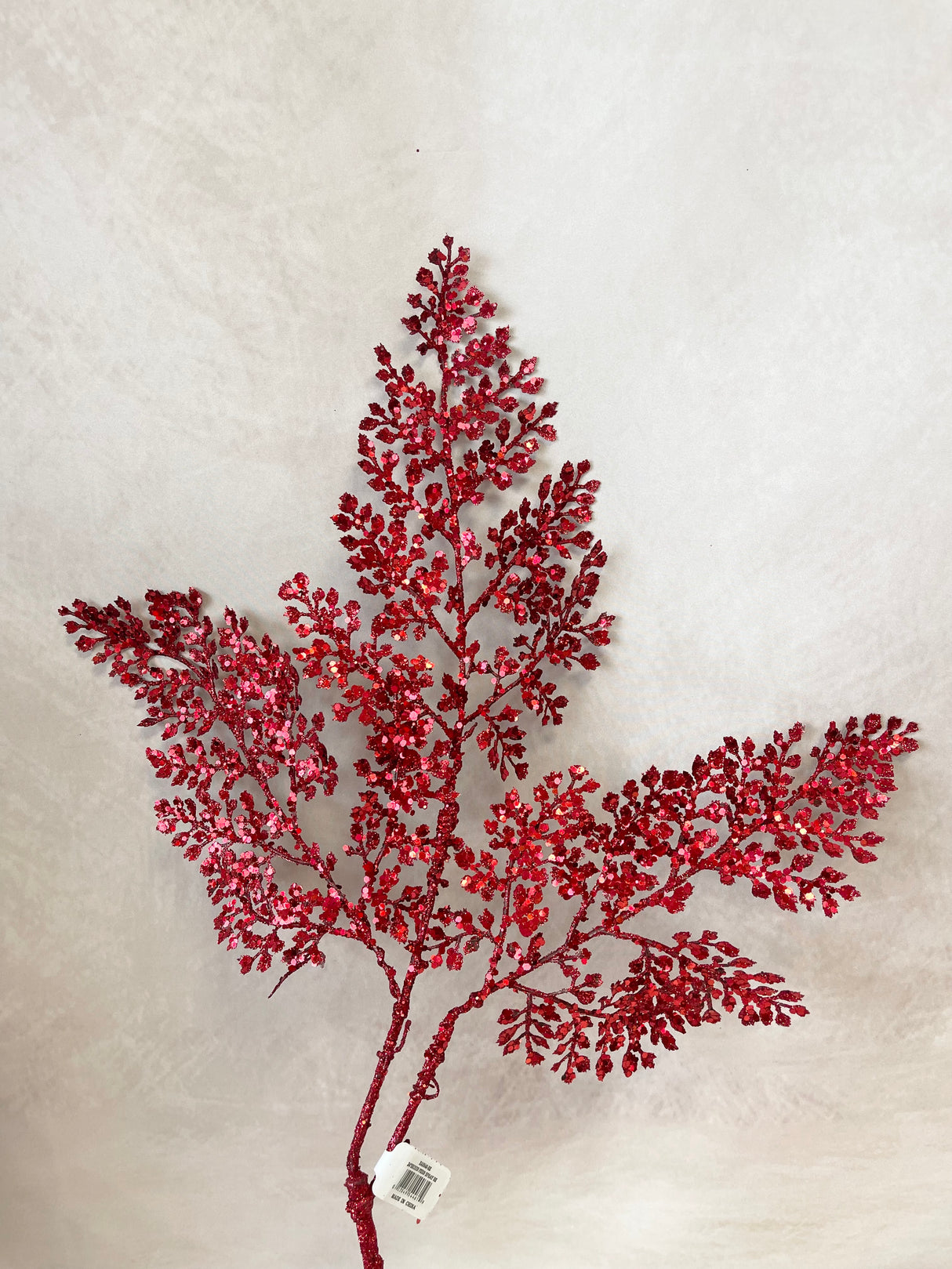 Red Sequin Bendy Fern Spray