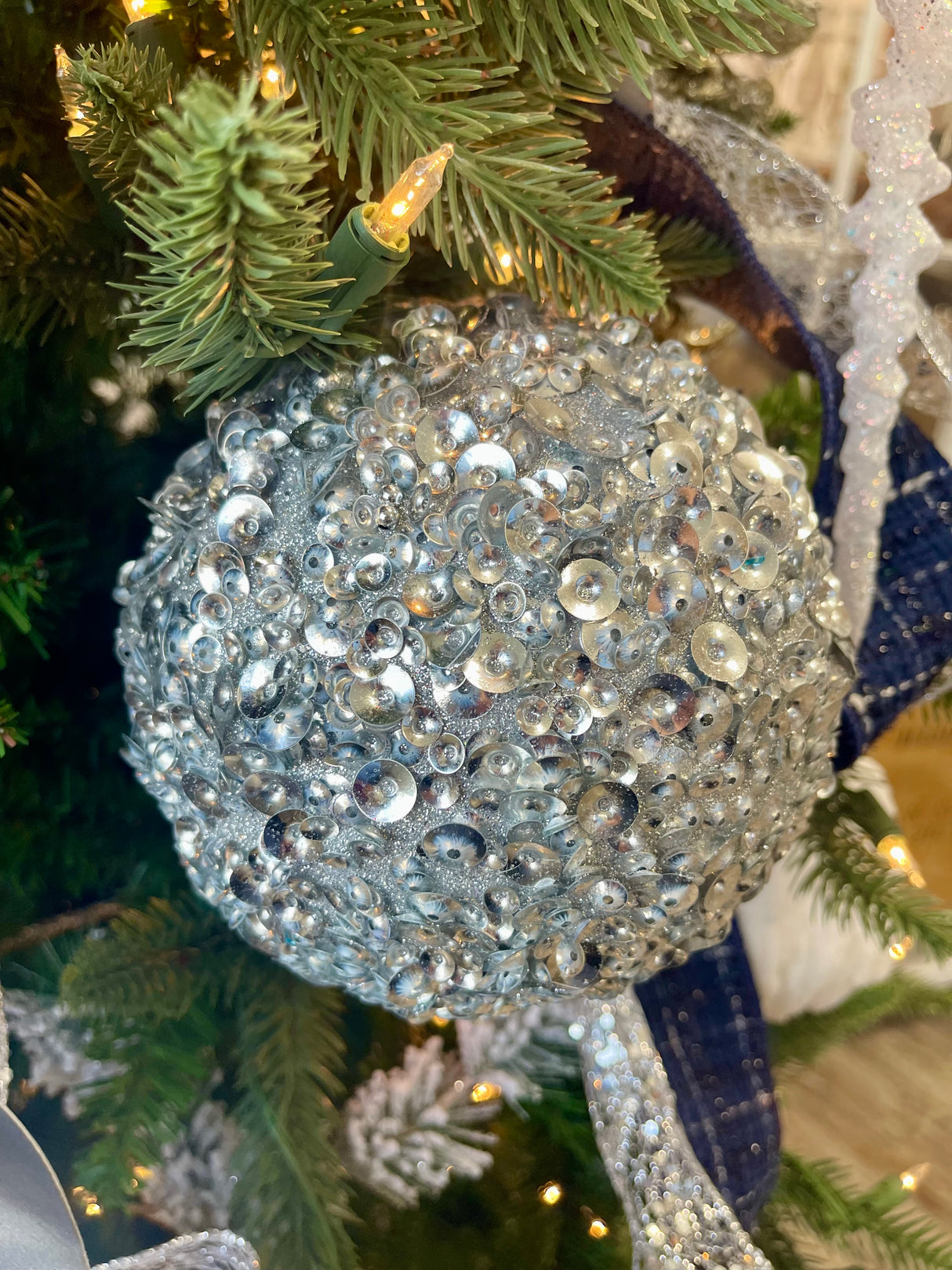 Large Silver Glamour Sequin Ornament