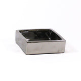 Silver Low Square Ceramic Block Planter