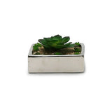 Silver Low Square Ceramic Block Planter