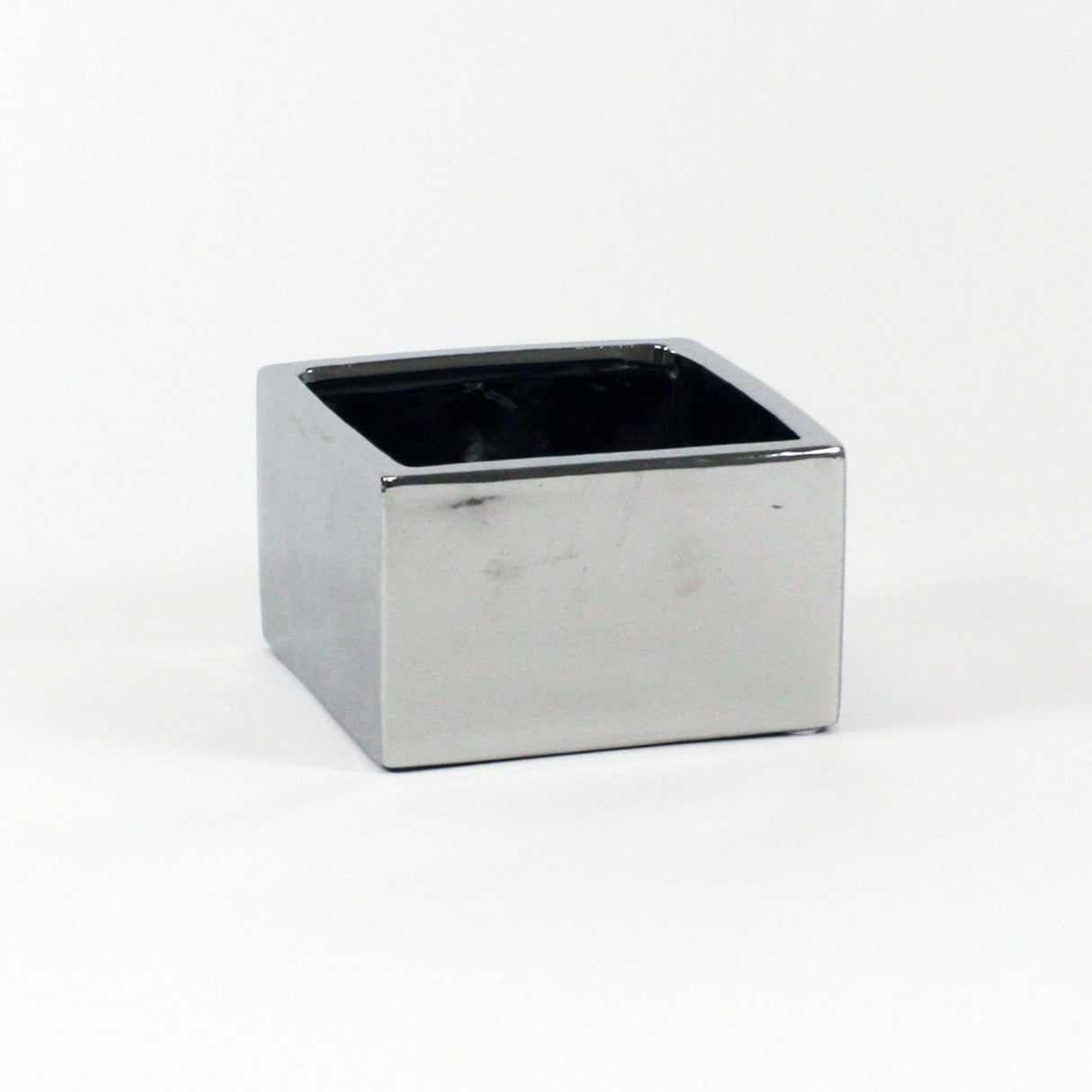 Silver Low Square Block Planter