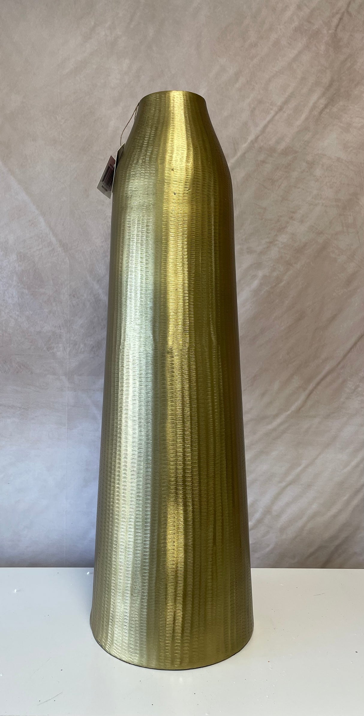 Gold Metal Hammered Floor Vase- Pickup Only