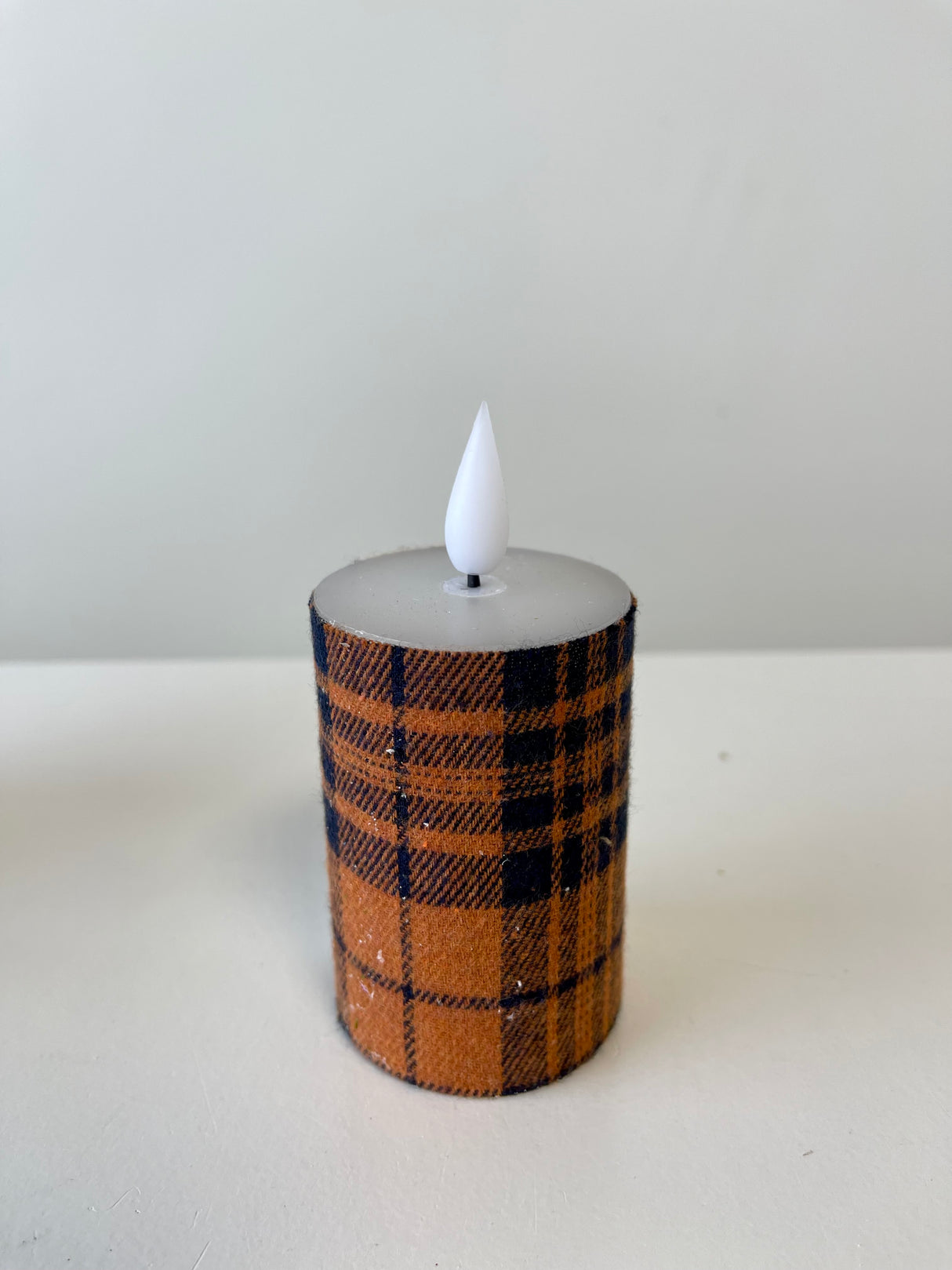 4" Fall Plaid LED Votive Candle