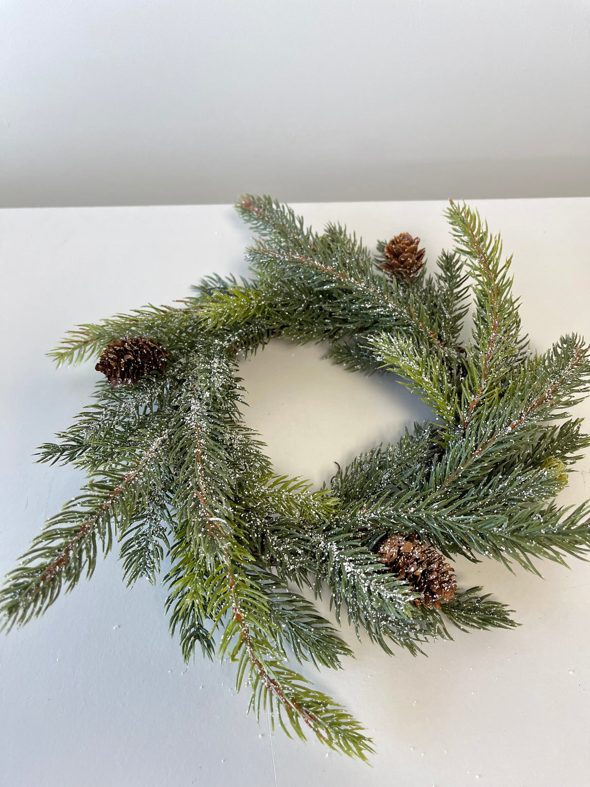 Frosted White Spruce Candle Ring