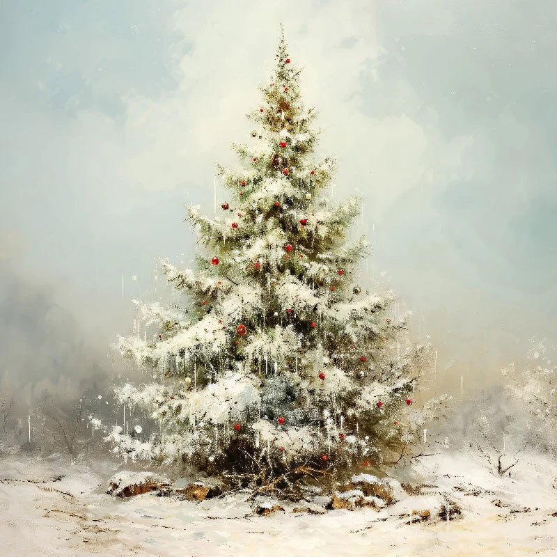 Large Snowy Christmas Tree Art- Pickup Only