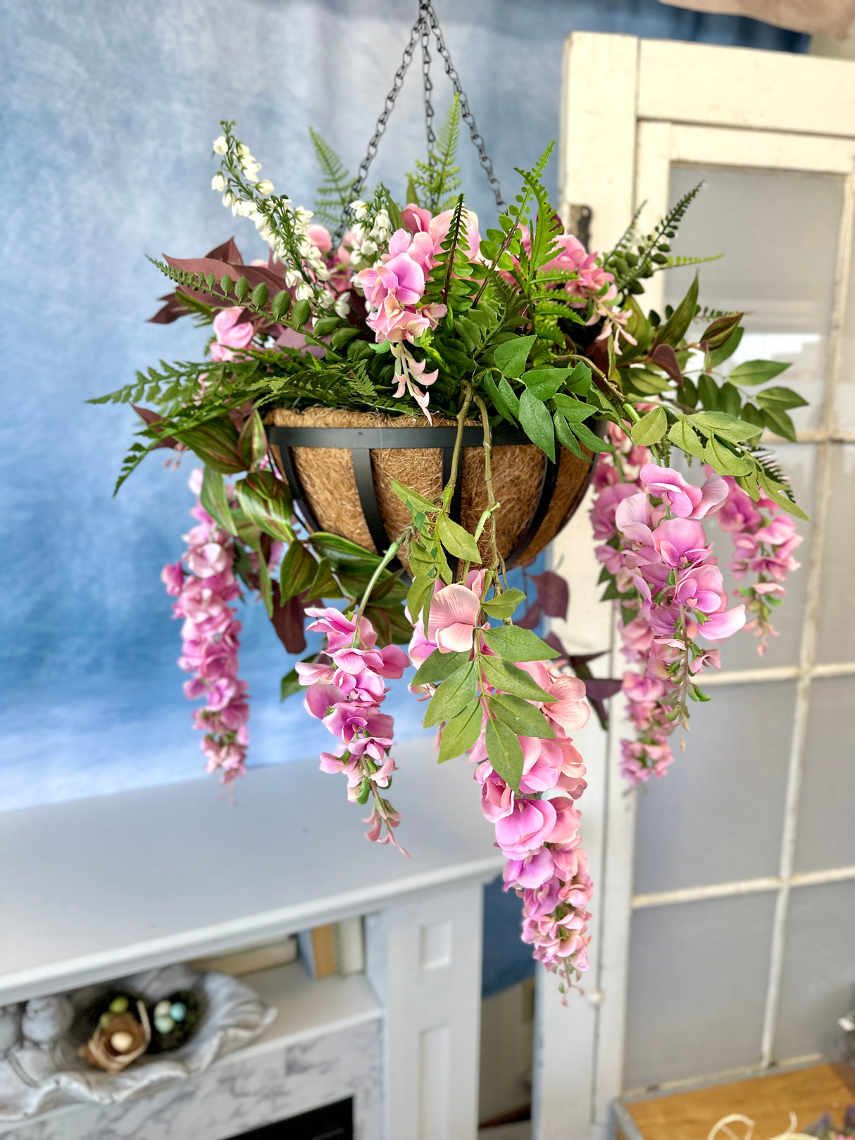 27" Pretty In Pink Hanging Basket