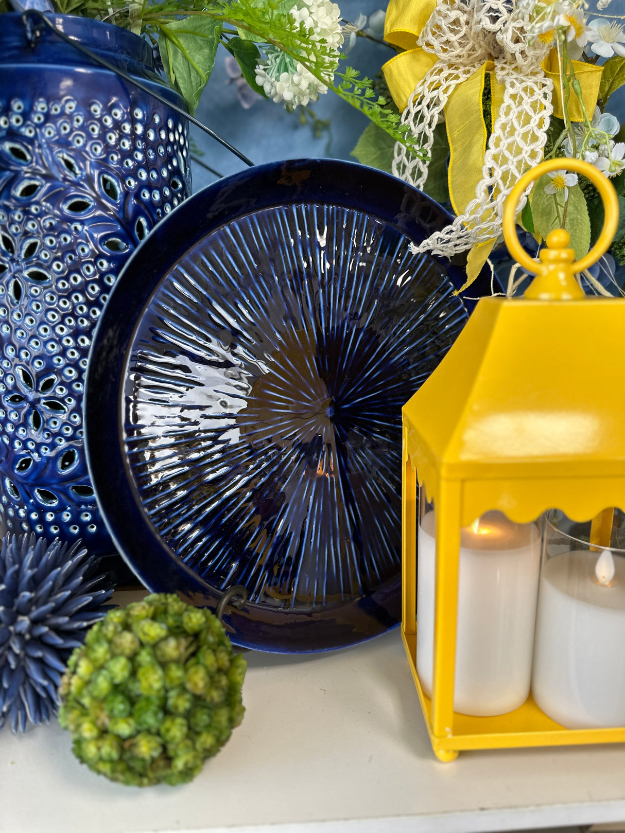 13.5" Simple Pleasures Iron Blue Tray
