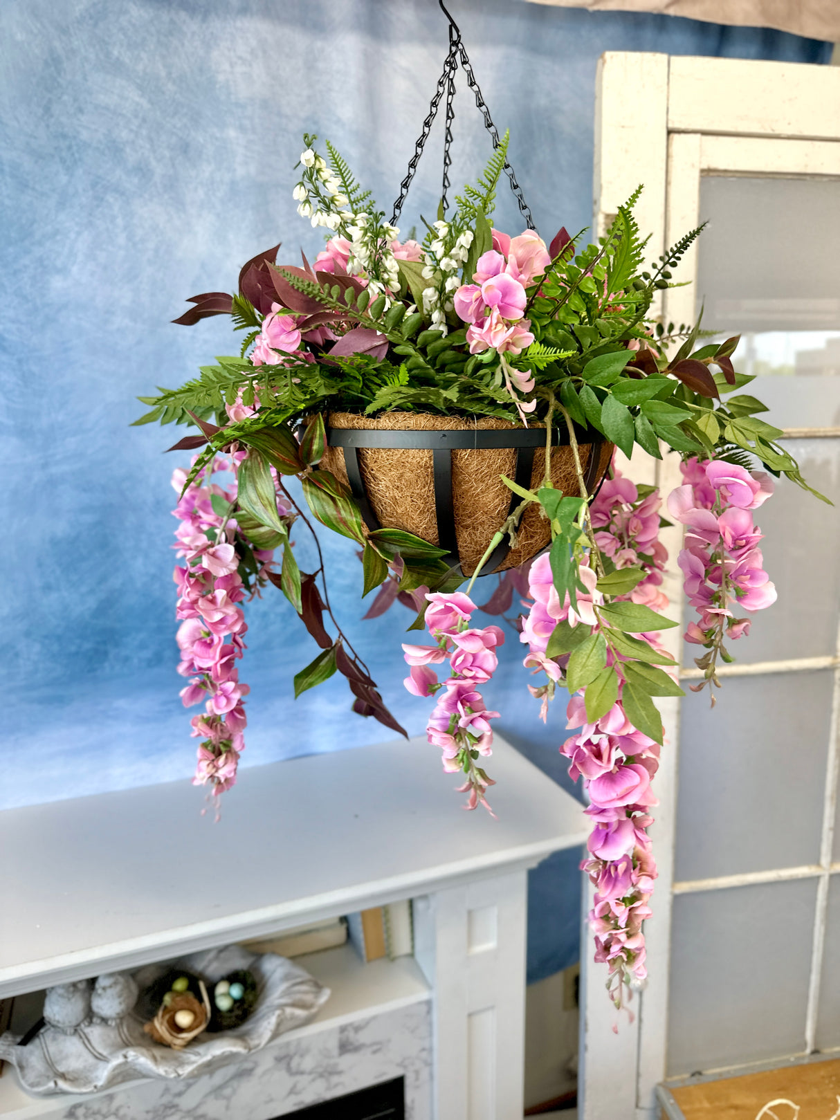 27" Pretty In Pink Hanging Basket