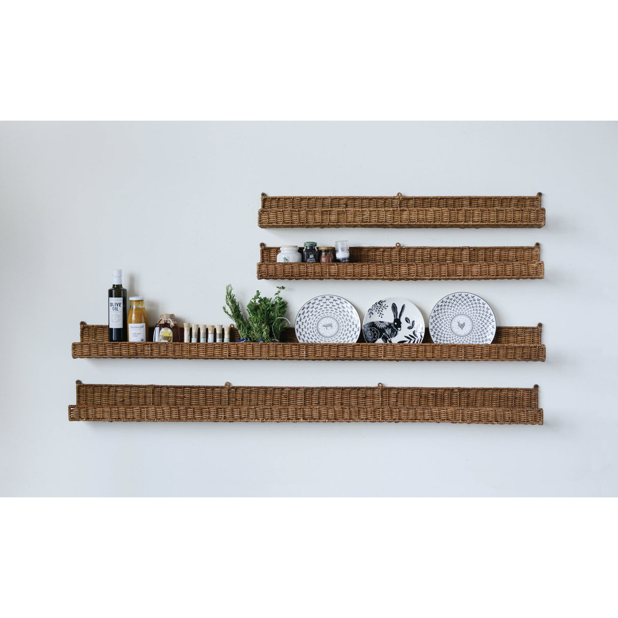 Large Hand-Woven Rattan Shelf- Pickup Only