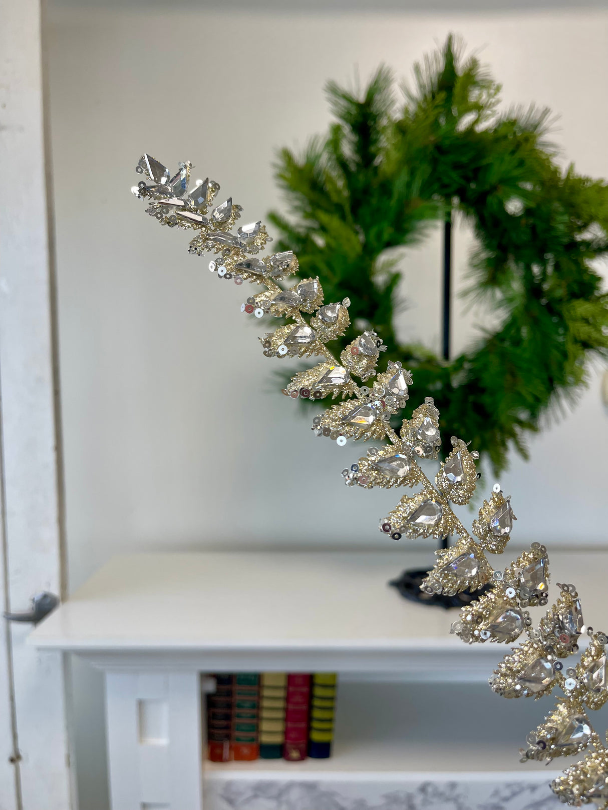 Jeweled Glitter Fern Spray