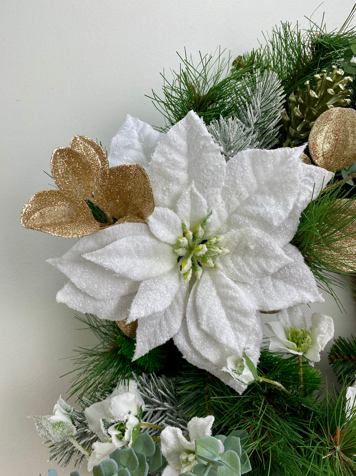 29" Golden Poinsetta Wreath