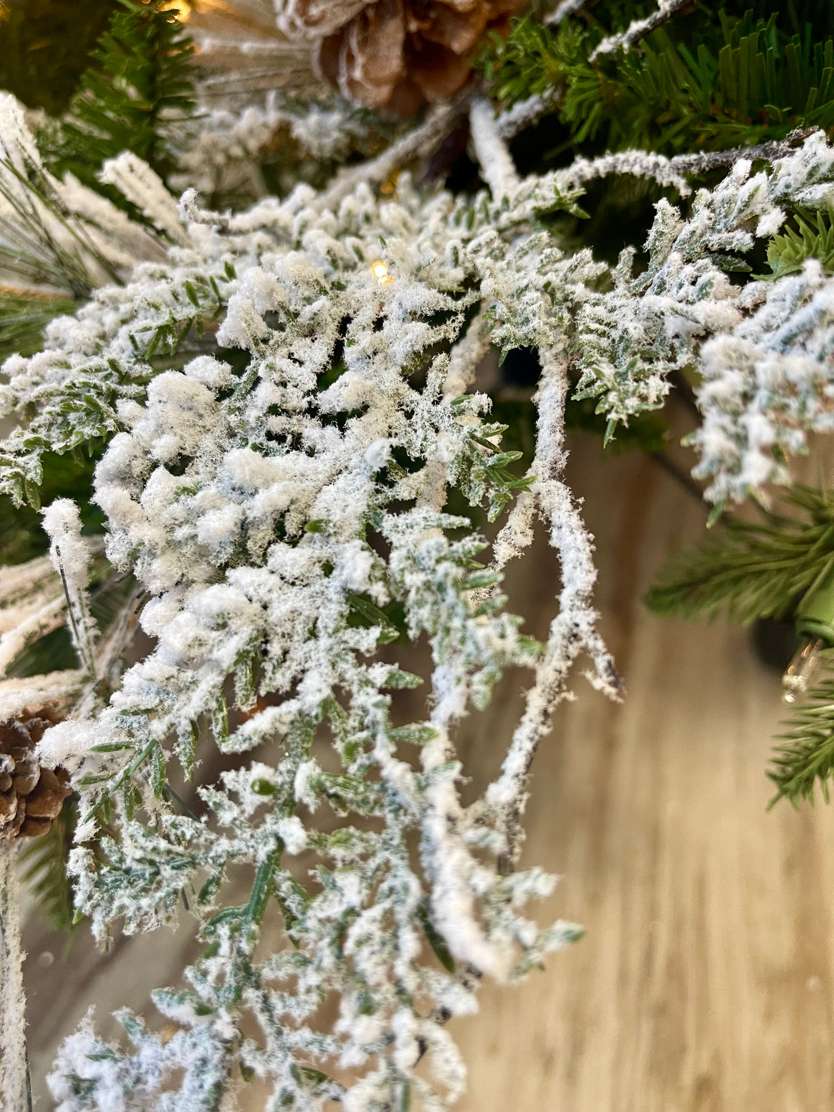 Snowed Mixed Pine Spray With Cone