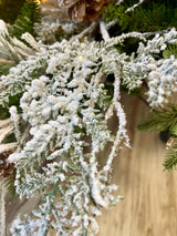 Snowed Mixed Pine Spray With Cone