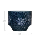 Stoneware Planter with Floral Pattern