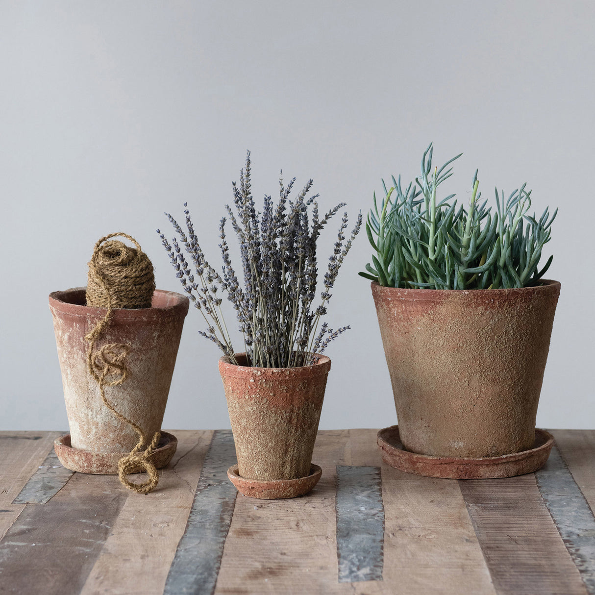 7" Distressed Cement Planter