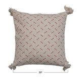 Calli Cream & Red Embroidered Cotton Pillow