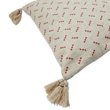 Calli Cream & Red Embroidered Cotton Pillow