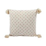 Calli Cream & Red Embroidered Cotton Pillow