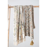 Woven Floral Pattern Throw