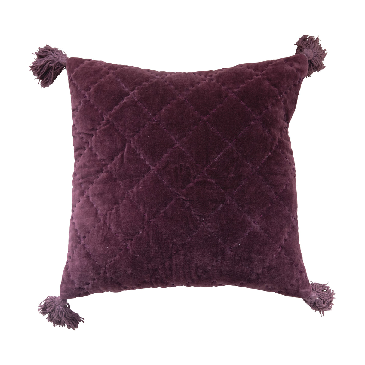 Quilted Cotton Velvet Pillow with Tassels