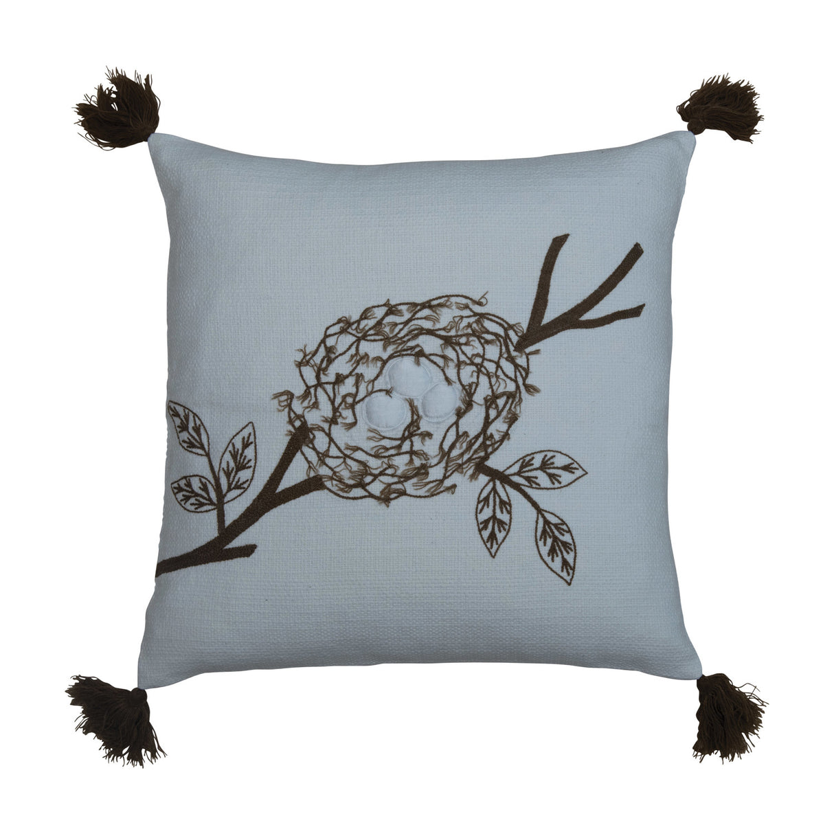 Cotton Embroidered Pillow w/ Nest