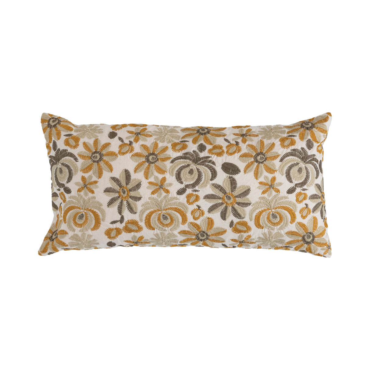 Cotton Embroidered Lumbar Pillow