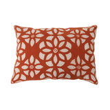 Rust Cotton Lumbar Pillow with Embroidery