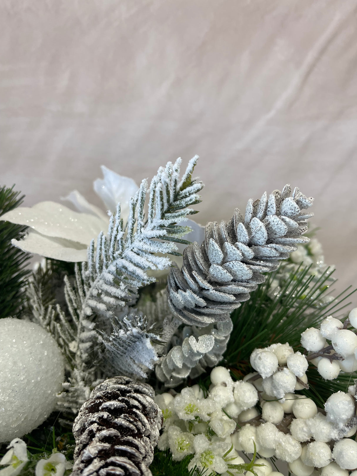 33" Frosted Snowdrop Centerpiece