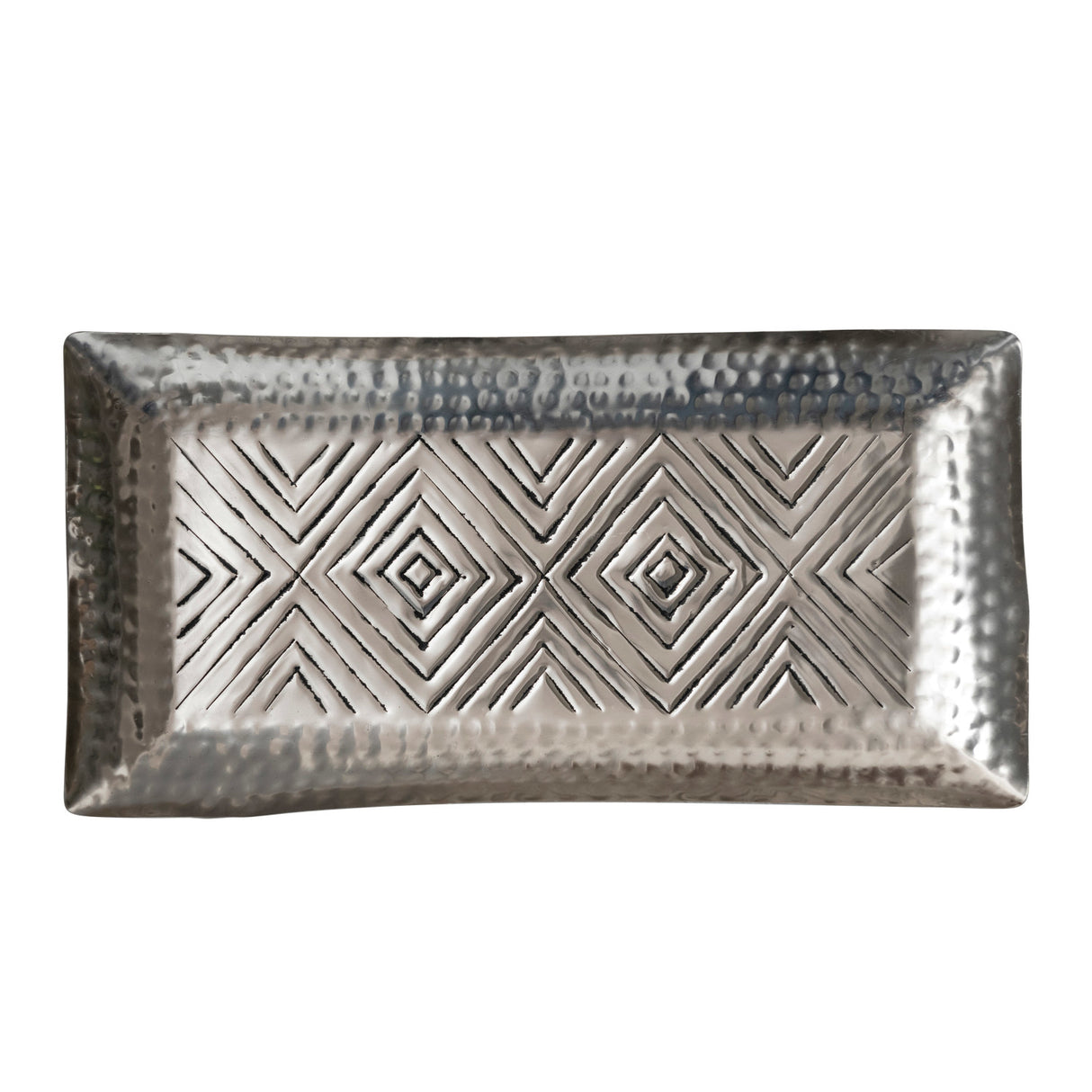 Stamped Antique Silver Aluminum Tray