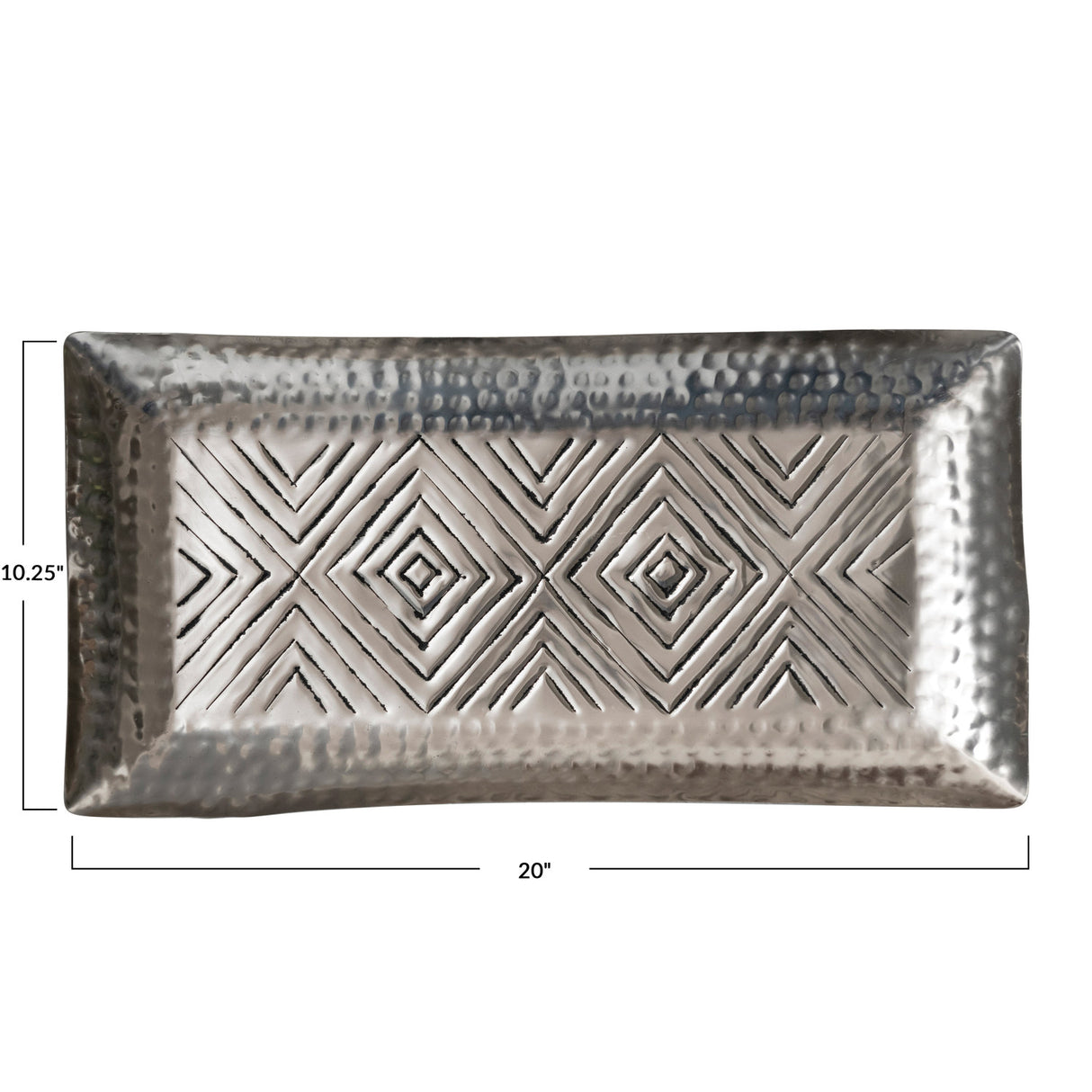 Stamped Antique Silver Aluminum Tray