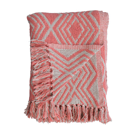 Recycled Cotton Blend Geometric Throw