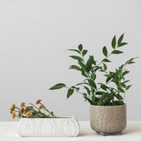 Embossed Stoneware Footed Planter