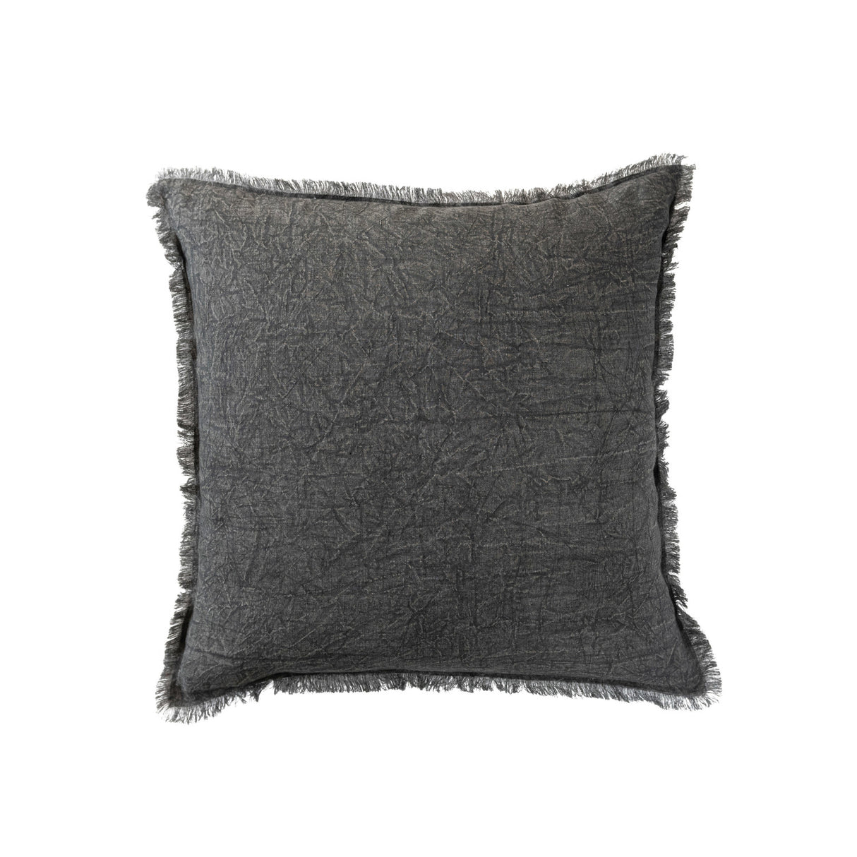 Charcoal Square Stonewashed Linen Pillow