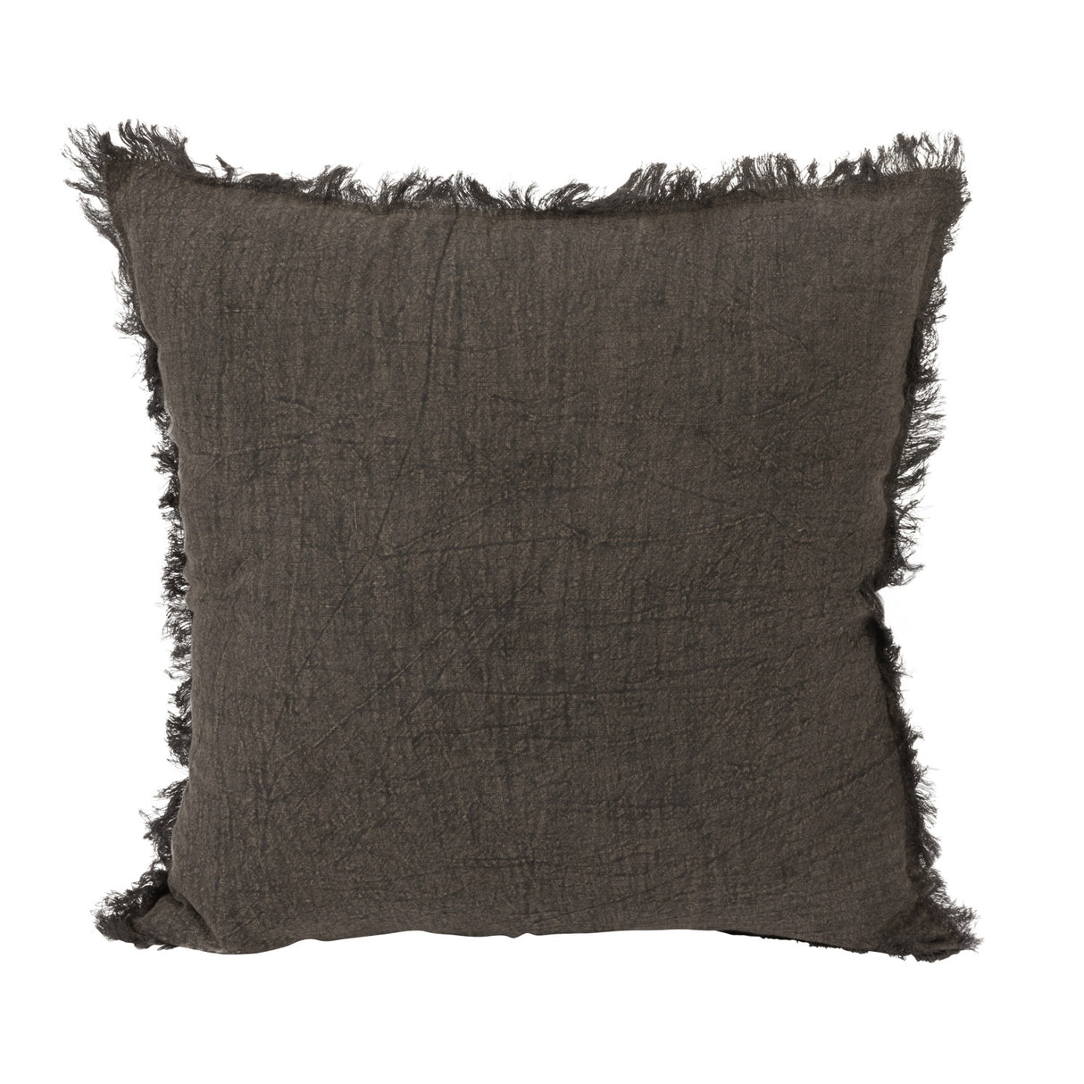 Charcoal Square Stonewashed Linen Pillow