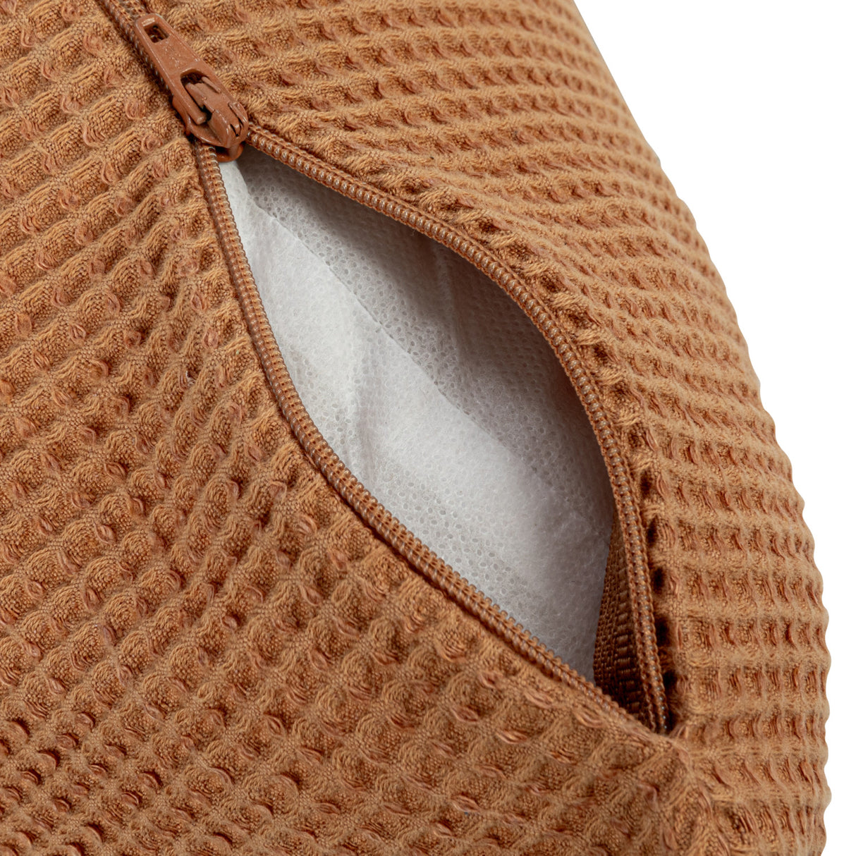 Terracotta Square Waffle Linen Pillow