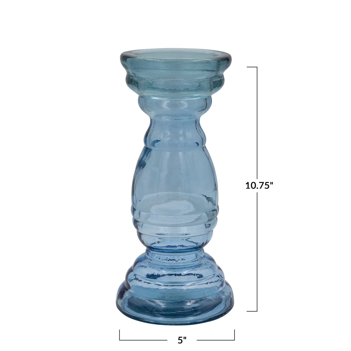 Large Recycled Blue Glass Candleholder