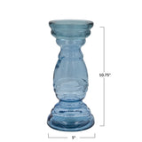 Large Recycled Blue Glass Candleholder