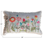 Embroidered Bloom Lumbar Pillow