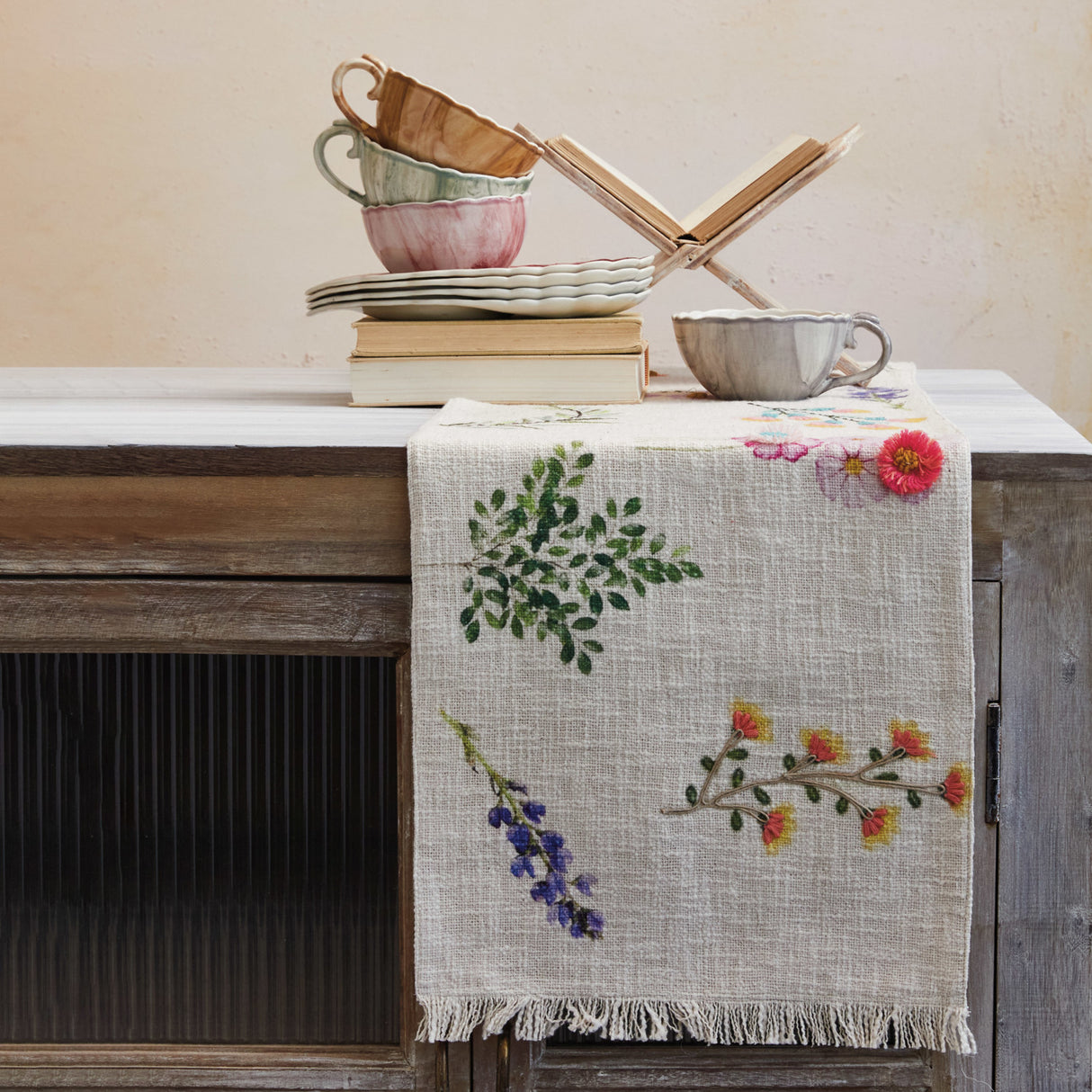 Embroidered Bloom Table Runner