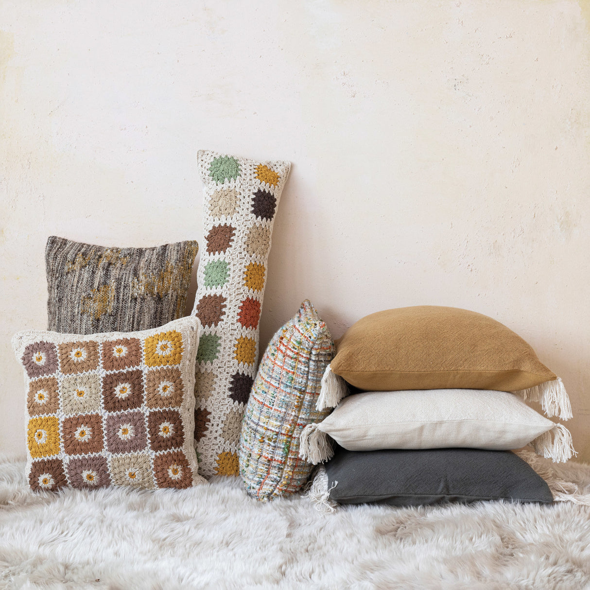 Square Woven Multi Blend Bouclé Pillow