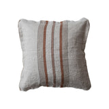 Cream Square Woven Linen Pillow w/ Stripes