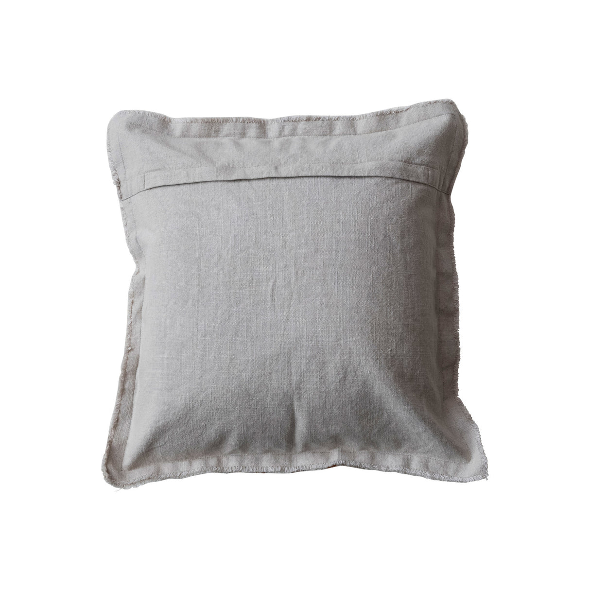 Cream Square Woven Linen Pillow w/ Stripes