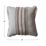 Cream Square Woven Linen Pillow w/ Stripes