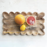 Mandi Mango Wood Tray w/ Scalloped Edge