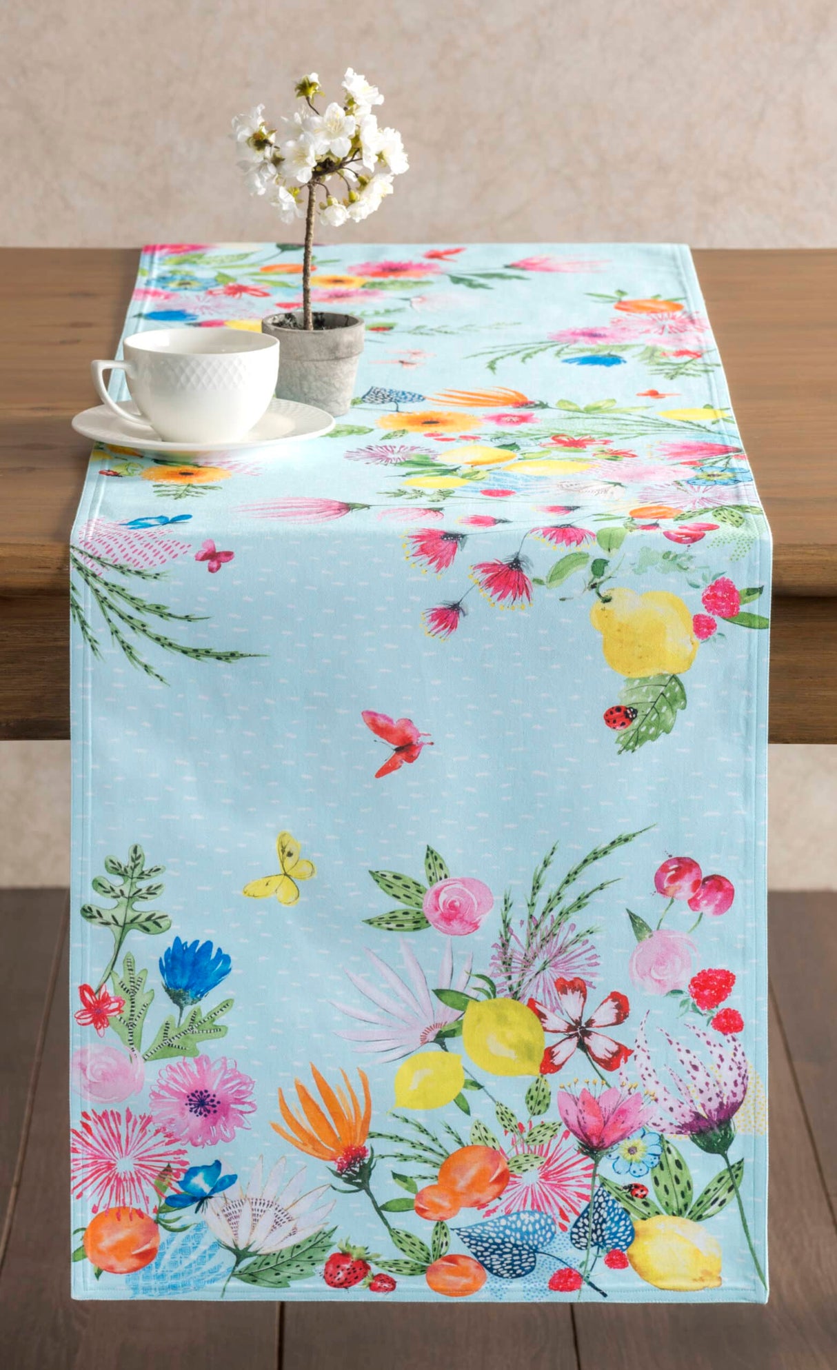 Double Sided Blue Garden Table Runner